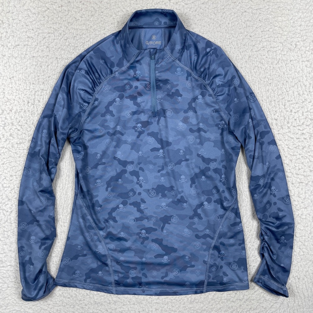 G/FORE Pullover Womens M Blue Camo Skull Quarter Zip Golf Activewear Sporty